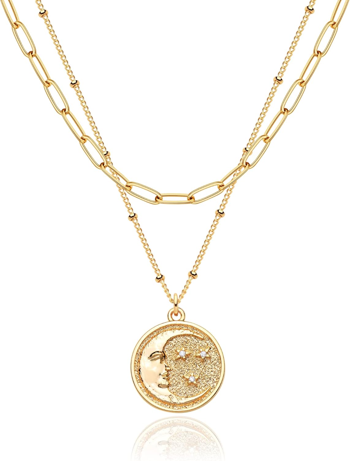 Manufacturer  MEVECCO Layered Heart Necklace Pendant Handmade 18k Gold Plated Dainty Gold Choker Arrow Bar Layering Long Necklace for Women  necklace