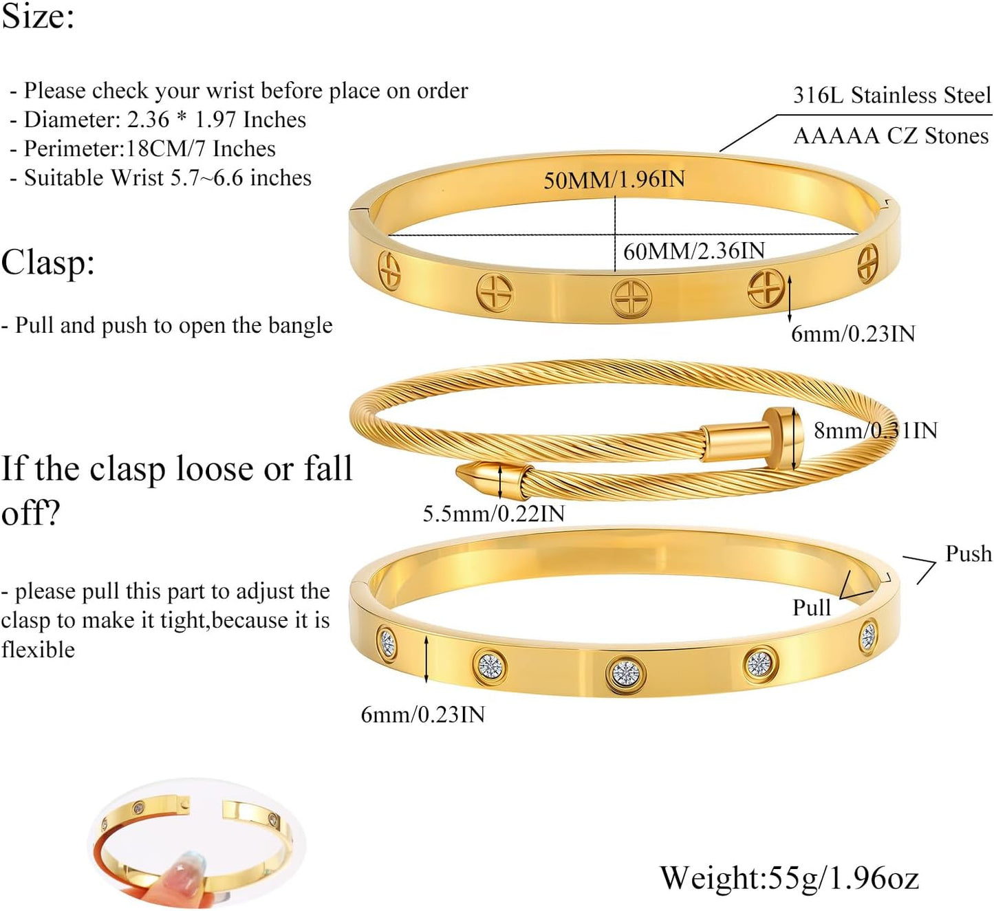 Manufacturer  Gold Bracelets for Women - Stackable Bangles with Friendship & Love Theme - Stainless Steel Jewelry Gift for Her  bracelets