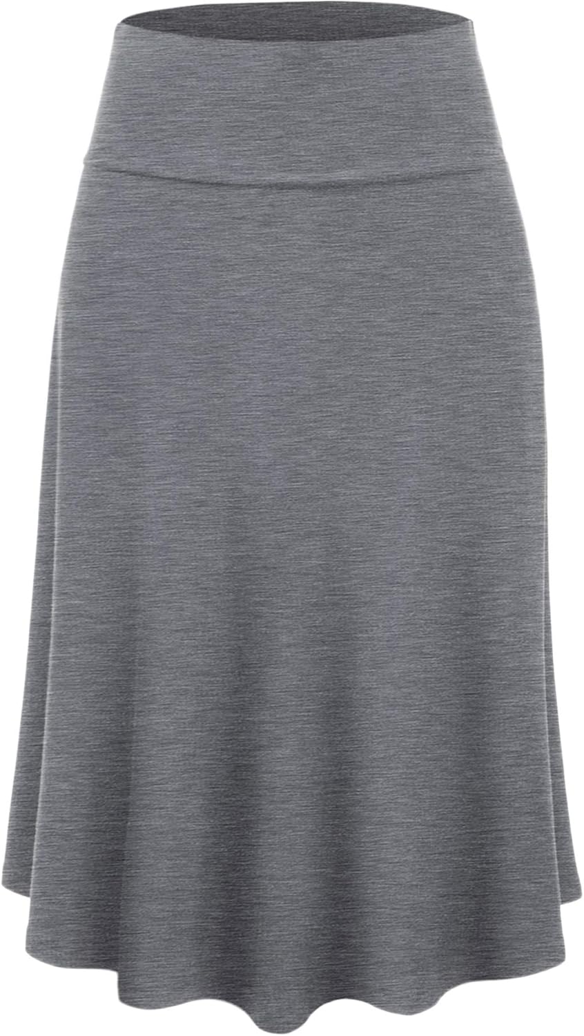 Manufacturer  Lock and Love Women's Solid Ombre Lightweight Flare Midi Pull On Closure Skirts S-XXXL Plus Size