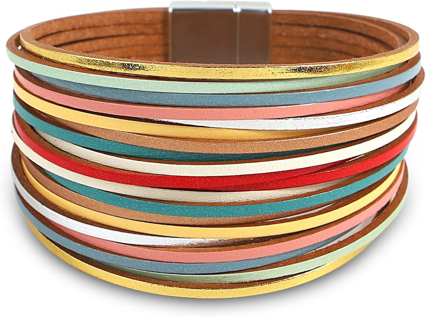 Manufacturer  Fesciory Leather Wrap Bracelets for Women, Boho Leopard Multi-Layer Crystal Beads Cuff Bracelet Jewelry  bracelets