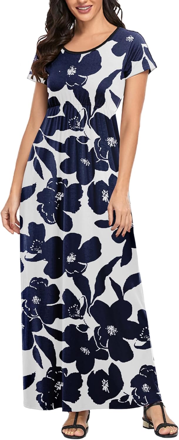 Manufacturer  Lacavocor Womens Short Sleeve Maxi Dresses Empire Waist Long Dress dresses