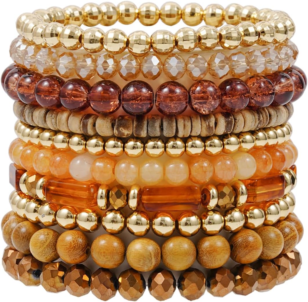 Manufacturer  GOOJIDS Surfer Heishi Clay Bead Bracelets for Women Bohemian Stackable Gold Beaded Stretch Bracelets Elastic Layering Friendship Bracelets Set Boho Jewelry  bracelets