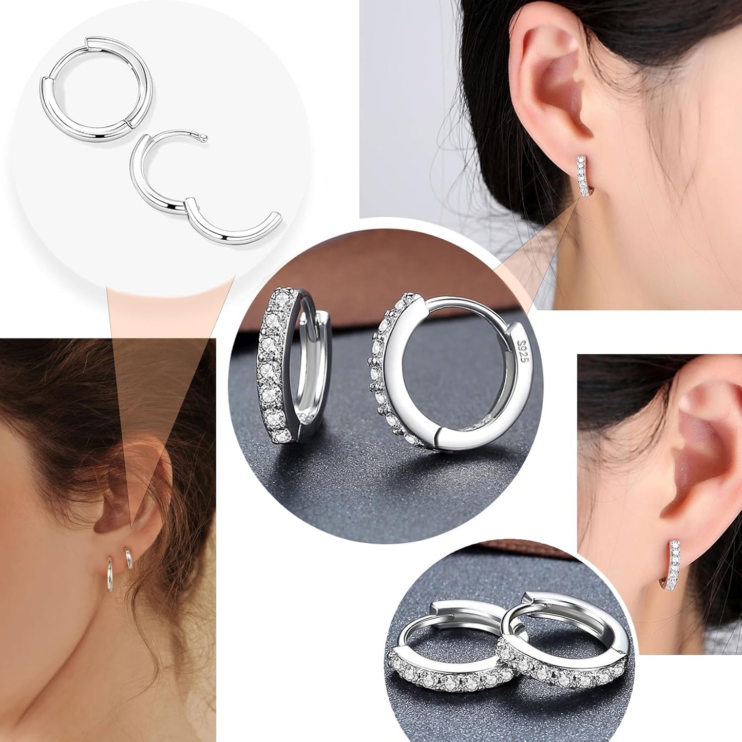 Manufacturer  Surgical Steel Flat Back Earrings Set for Multiple Piercing Sensitive Ears,Sterling Silver Hypoallergenic Small Cartilage Huggie Hoop Earrings Titanium Tiny CZ Pearl Opal Stud Earrings for Women  earring
