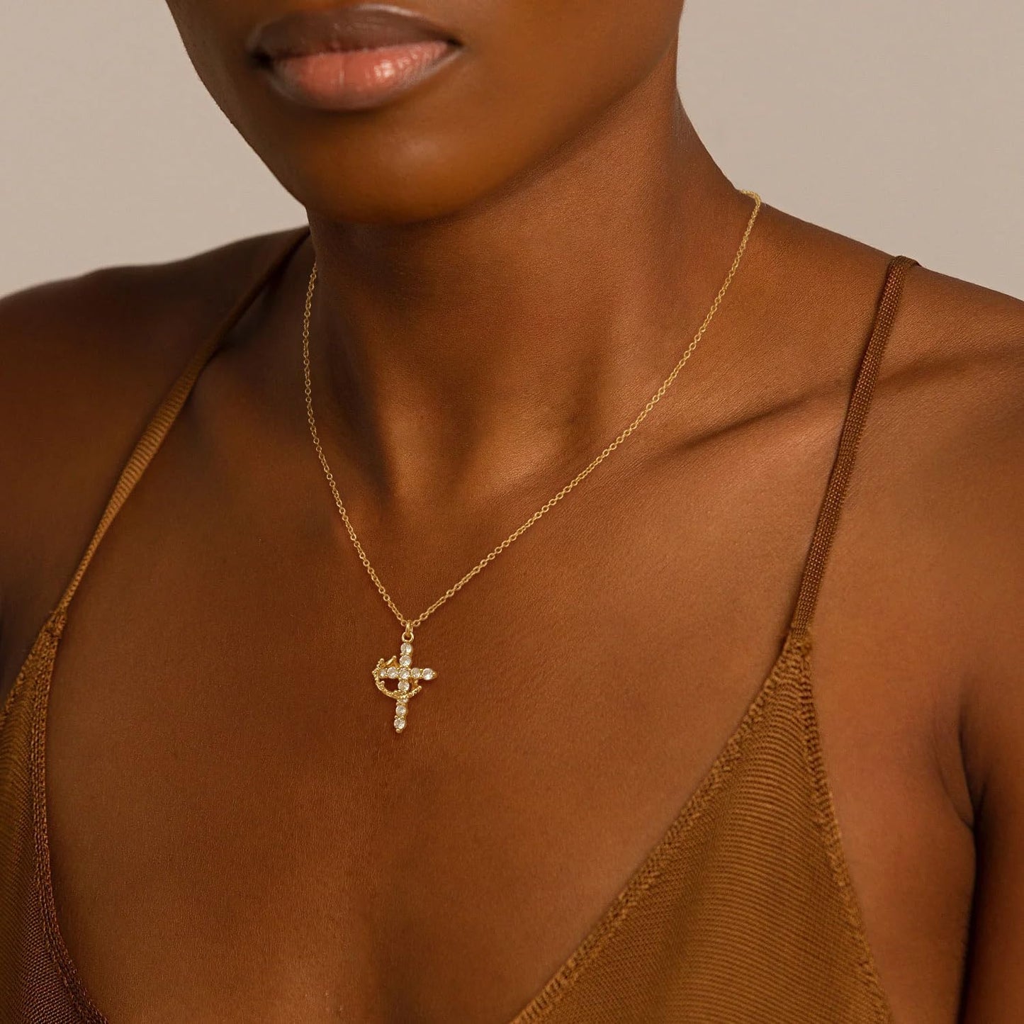 Manufacturer  Tewiky Diamond Cross Necklace for women-Dainty 14k Gold Cubic Zirconia Pendant Necklaces Simple Gold Cross Pendant Necklace Cute Tiny Gold Jewelry  necklace
