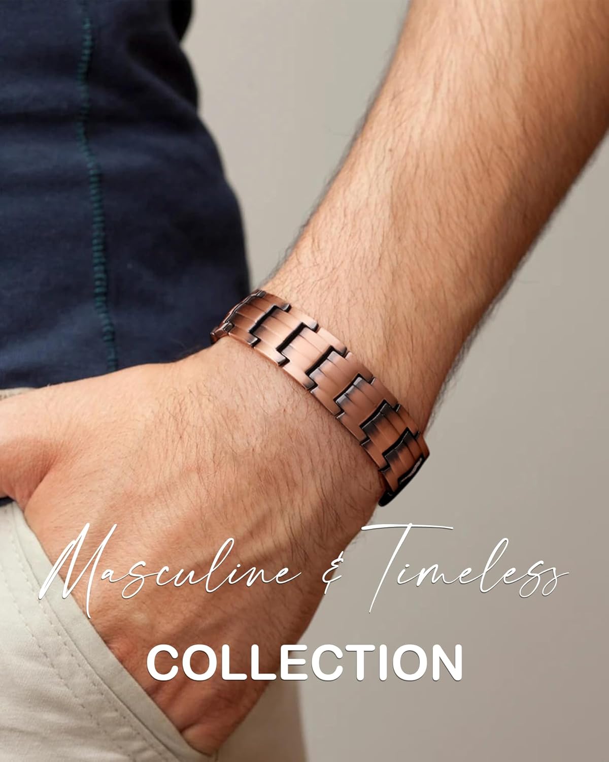 Manufacturer  Feraco Men's Copper Magnetic Bracelet Elegant 99.99% Solid Copper Bracelets with Double-Row Strong Magnets,Magnetic Jewelry  bracelets