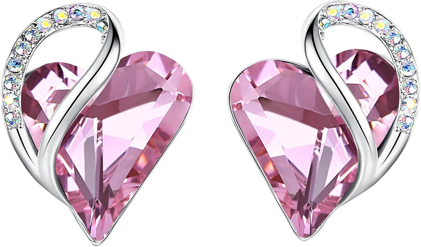 Manufacturer  Earrings for Women, Mothers Day Gift for Mom, Heart Birthstone Crystal Stud Earring, Silver Plated Birthday Jewelry  earring