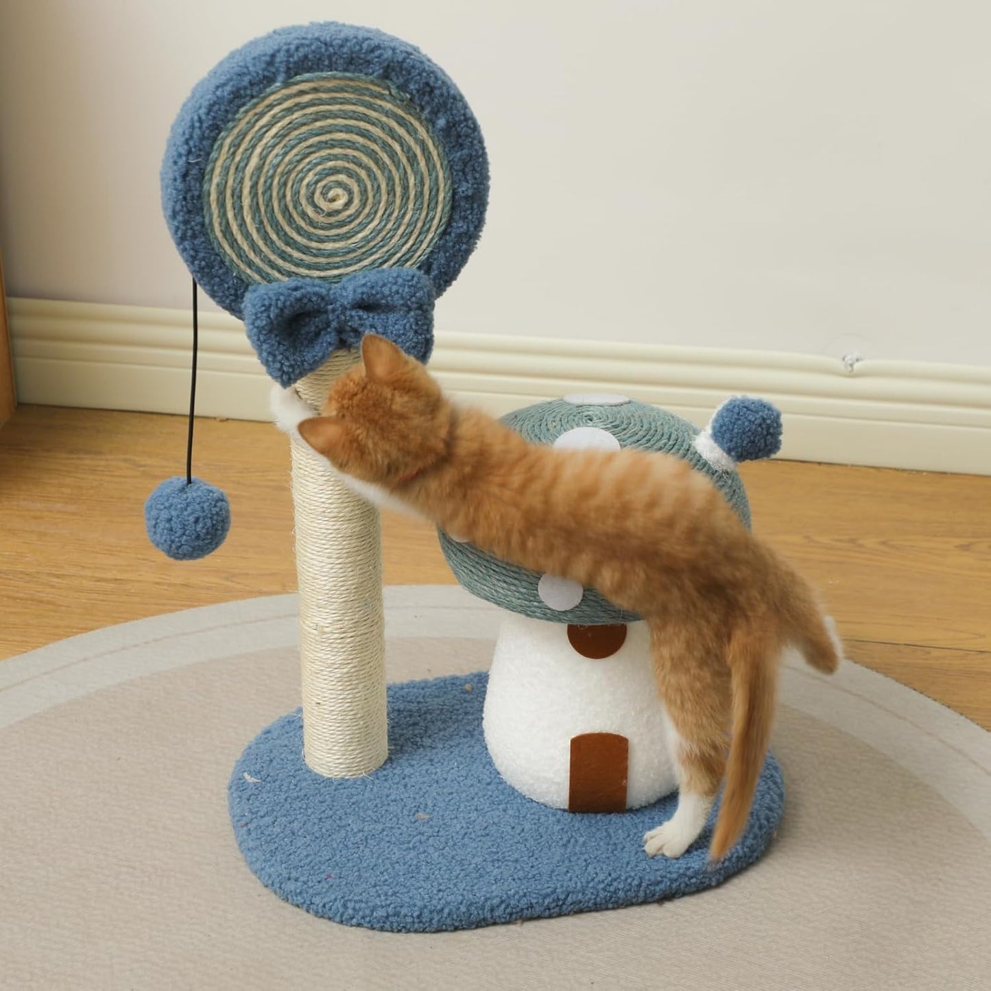 Manufacturer  Doggie&Kittie Cat Scratching Post Cute Kitten Scratching Board Kitty Toys Mushroom Lollipop Cat Scratcher Furniture Cat Climber Climbing Tower for Indoor Cats Sisal Material (Blue)    Cat toy