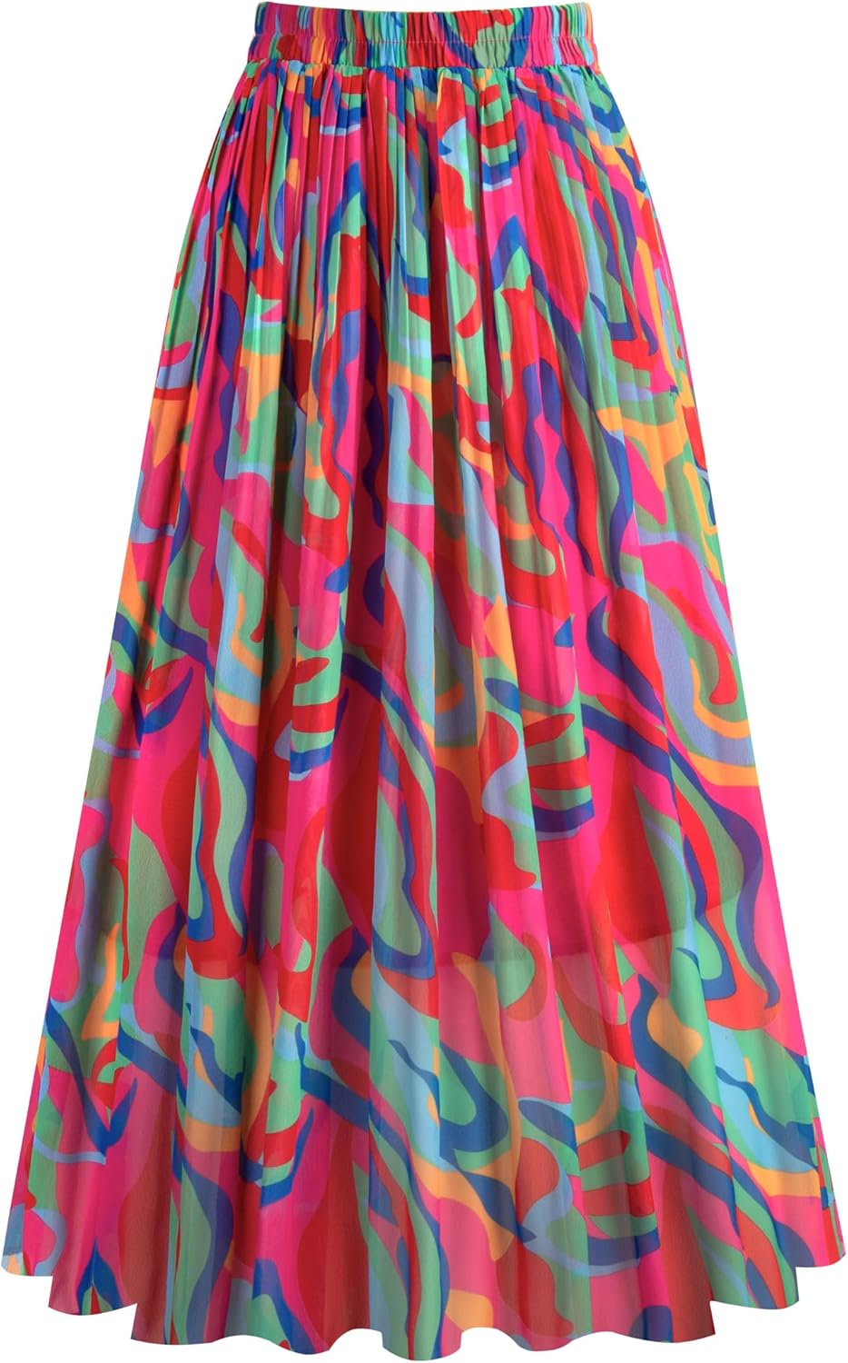 Manufacturer  Kingfancy Women's Pleated Skirt Chiffon Elastic Waist A-Line Midi Length Skirt skirts