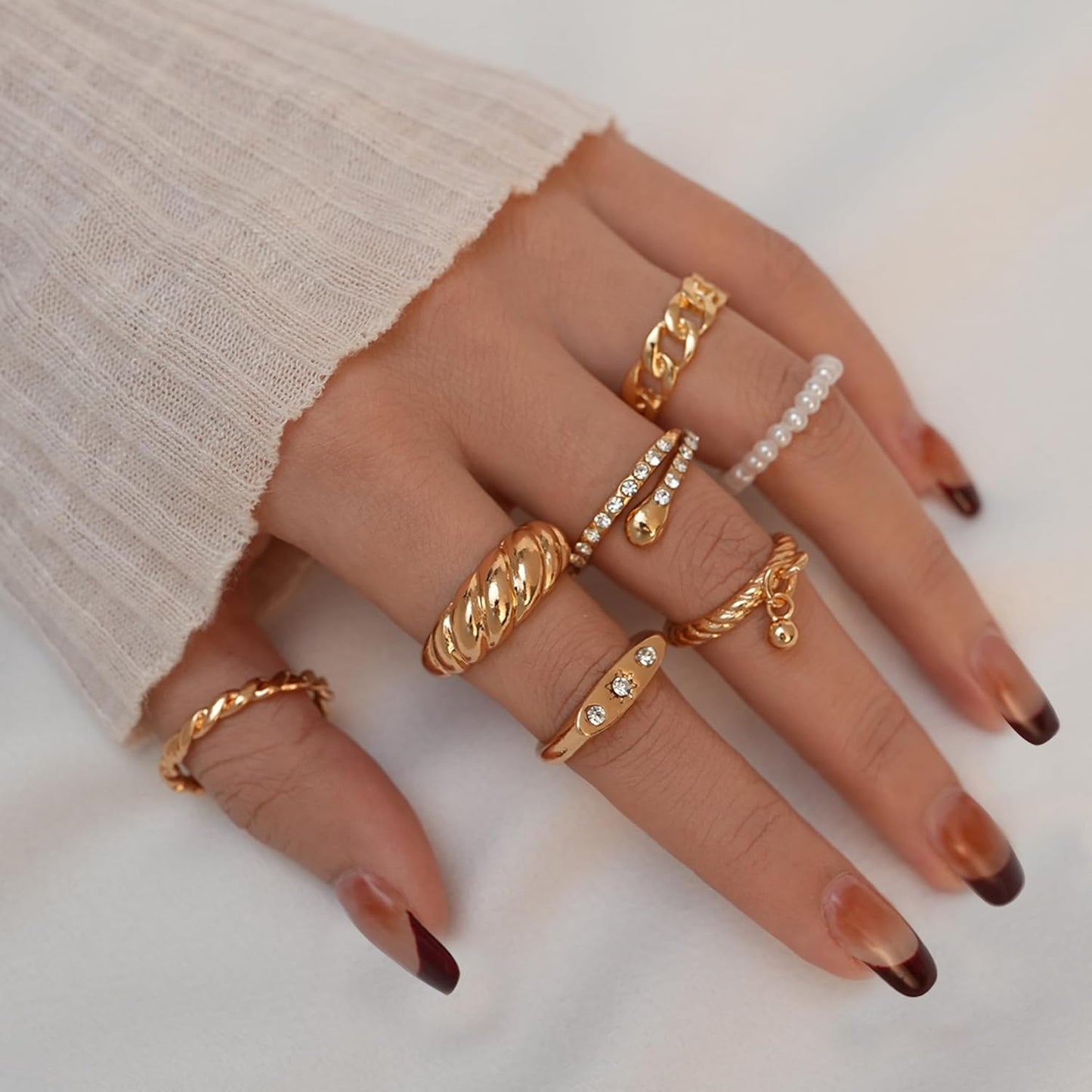 Manufacturer  YEEZII 68 Pcs Gold Knuckle Rings Set for Women, Stackable Boho Joint Finger Midi Rings Silver Hollow Carved Crystal Stacking Ring Pack for Gift   rings