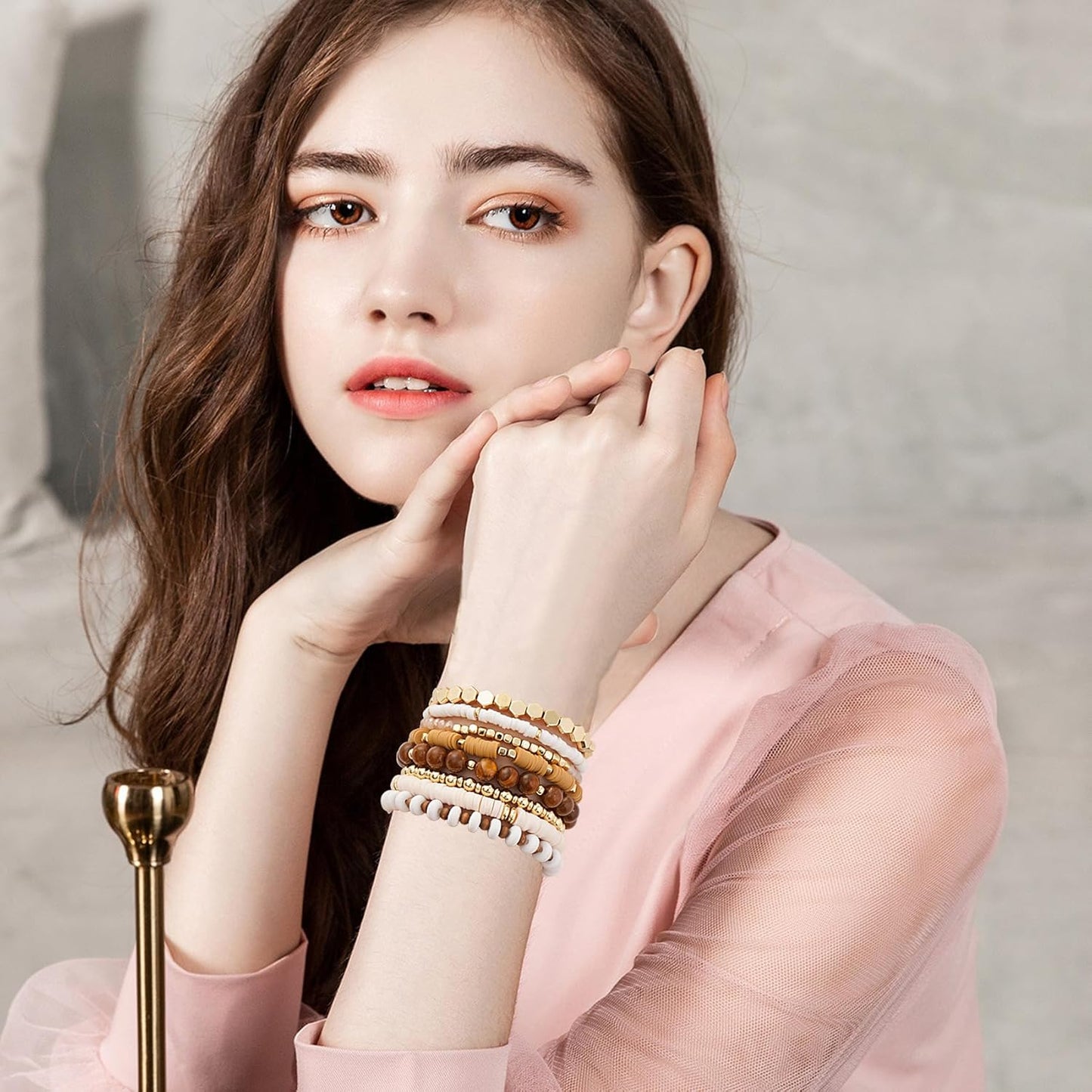 Manufacturer  GOOJIDS Surfer Heishi Clay Bead Bracelets for Women Bohemian Stackable Gold Beaded Stretch Bracelets Elastic Layering Friendship Bracelets Set Boho Jewelry  bracelets