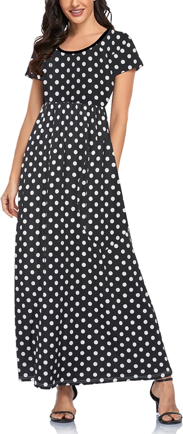 Manufacturer  Lacavocor Womens Short Sleeve Maxi Dresses Empire Waist Long Dress dresses