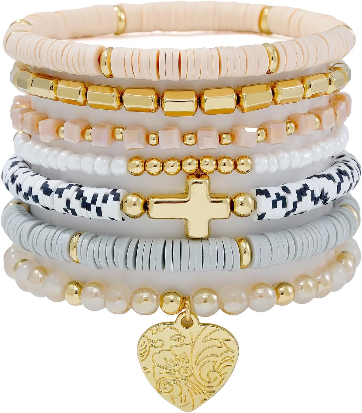 Manufacturer  GOOJIDS Surfer Heishi Clay Bead Bracelets for Women Bohemian Stackable Gold Beaded Stretch Bracelets Elastic Layering Friendship Bracelets Set Boho Jewelry  bracelets