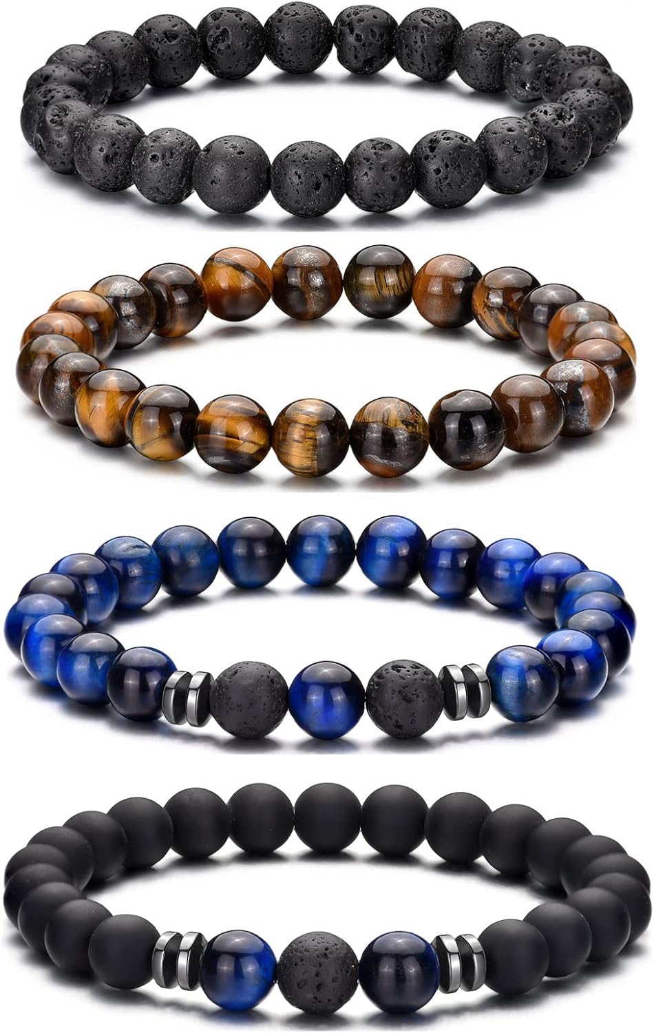 Manufacturer  RANKEEF Tiger Eye Bracelet For Men 8MM Natural Stone Stretch Adjustable Black Crystal Beaded Bracelet for Men Women Gifts  bracelets