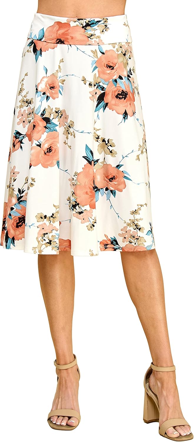 Manufacturer  Lock and Love Women's Solid Ombre Lightweight Flare Midi Pull On Closure Skirts S-XXXL Plus Size