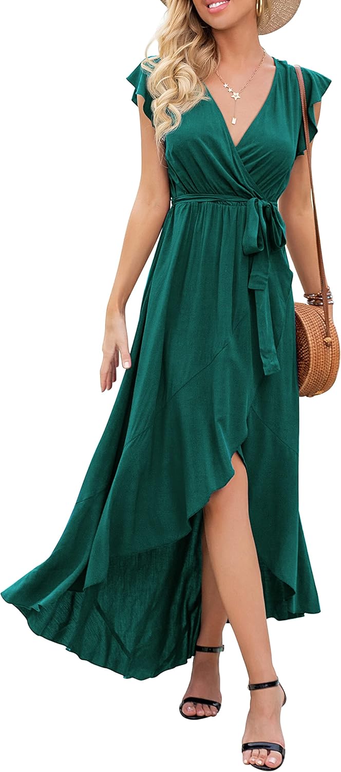 Manufacturer  GRECERELLE  Women's Spring Summer Boho Floral Print V-Neck Faux Wrap Maxi Dress for Wedding Guest, Graduation, Party dresses