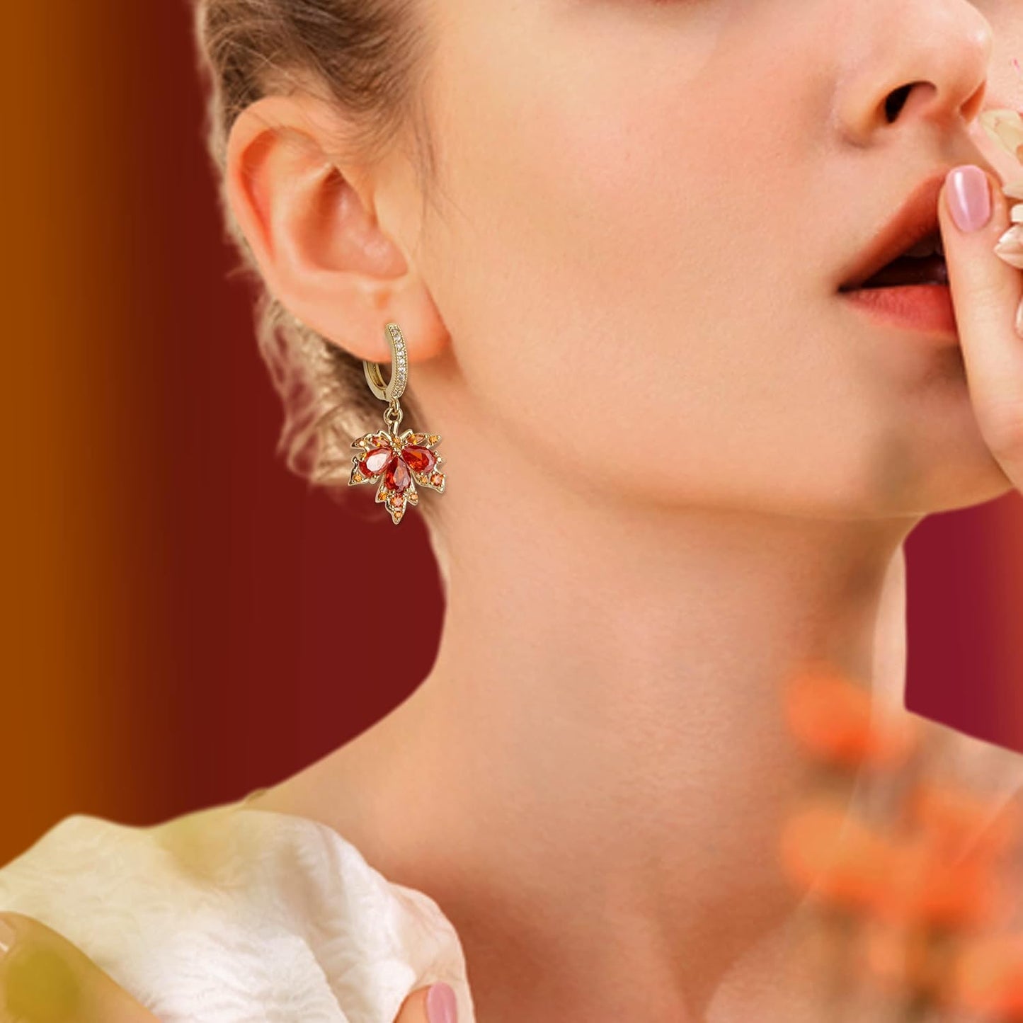 Manufacturer  Sonateomber Gold Silver Small Hoop Dangle Earrings for Women, Trendy Dainty Rhinestone CZ Dangling Prom Wedding Leaf Flower Snowflake Butterfly Starfish Fashion Jewelry Gift  earring