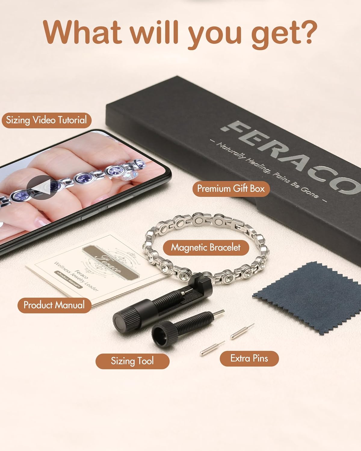 Manufacturer  Feraco Magnetic Bracelets for Women, Titanium Steel Magnetic Bracelet with Neodymium Magnets & Sparkling Crystals, Jewelry Gifts  bracelets