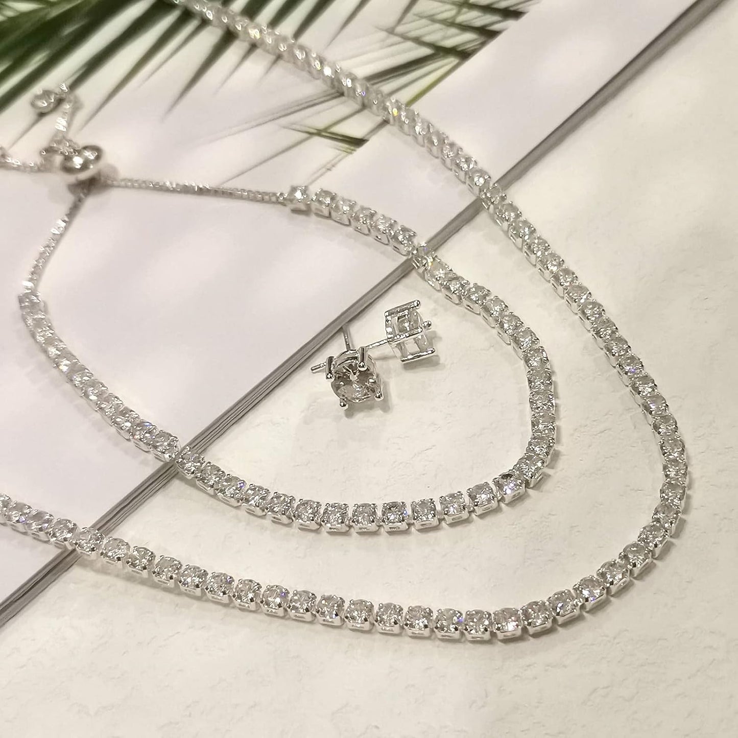 Manufacturer  Tennis Necklace Bracelet for Women, Sterling Sliver, Dainty Chocker Necklace, Crystal Bracelet for Women, Wedding Jewelry for Bride, Sparkly Party Prom Hypoallergenic  Necklace