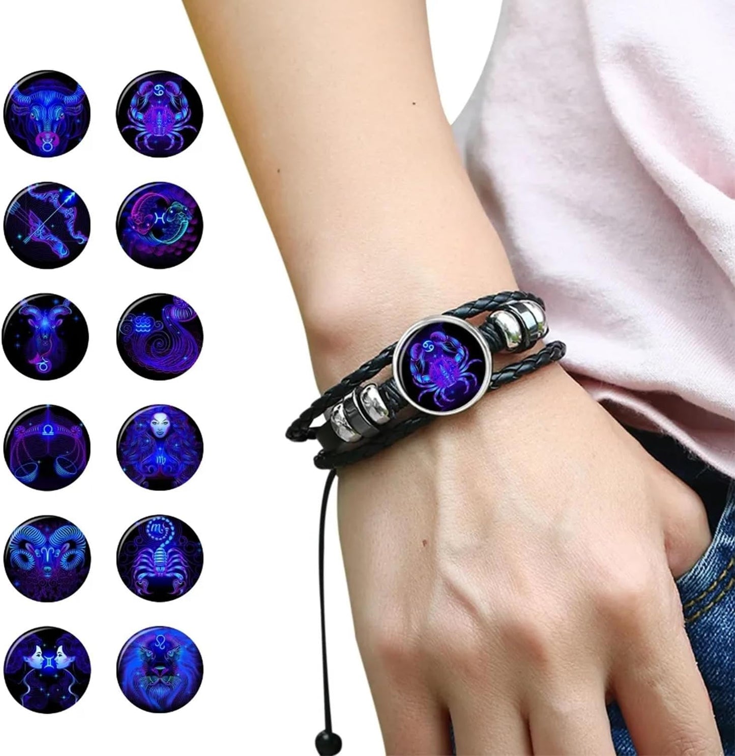 Manufacturer  Zodiac Signs Spirit Bracelet Zodiac Bracelet for Women Men Adjustable 12 Constellation Bracelet Multilayer Zodiac Black Leather Bracelets Zodiac Sign Wrap Bracelet for Women Men Birthday Jewelry  bracelets