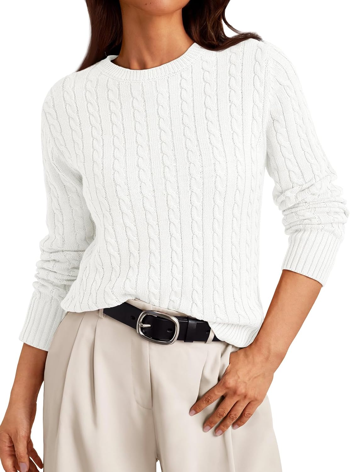 Manufacturer  LILLUSORY Womens Lightweight Cable Knit Soft Business Casual Trendy Classic Pullover Sweaters Fall Outfits  sweaters