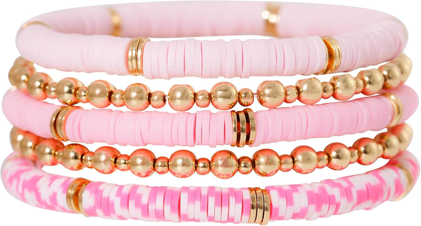 Manufacturer  GOOJIDS Surfer Heishi Clay Bead Bracelets for Women Bohemian Stackable Gold Beaded Stretch Bracelets Elastic Layering Friendship Bracelets Set Boho Jewelry  bracelets