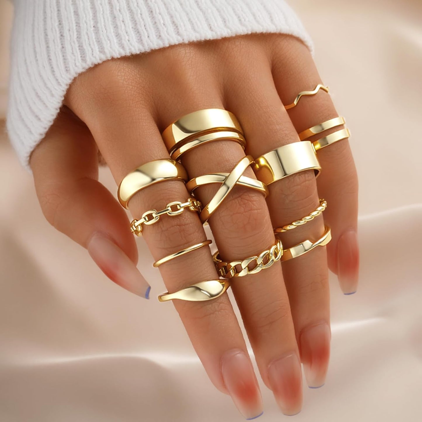 Manufacturer  YEEZII 25 Pcs Gold Knuckle Rings Set for Women, Cute Stackable Finger Midi Rings, Dainty Chunky Stacking Statement Womens ring pack   rings