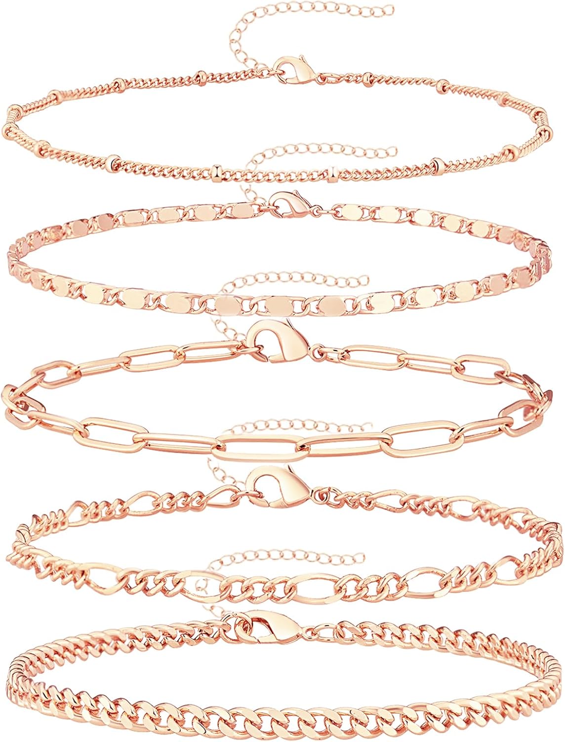 Manufacturer  Gold Bracelets for Women Trendy,14K Real Gold Plated Dainty Stackable Paperclip Cuban Link Chain Bracelets,Cuff Bracelets Jewelry Set Adjustable 7"+2"  bracelets