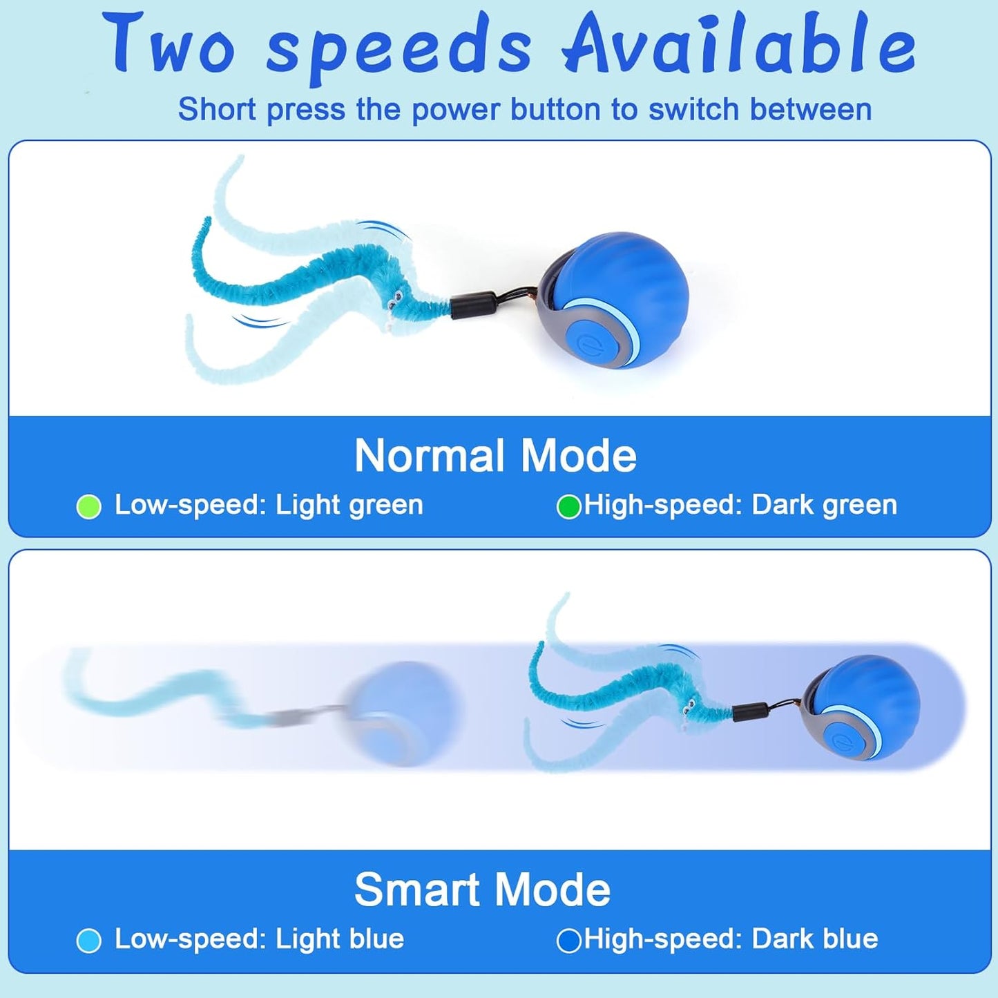 Manufacturer  BABORUI Interactive Cat Toy Ball - Automatic Interactive Cat Toys for Indoor Cats with 3 Tails, 2 Speeds Rechargeable Cat Enrichment Toys for Small/Medium/Large Cats to Keep Them Busy(Blue)    Cat toy