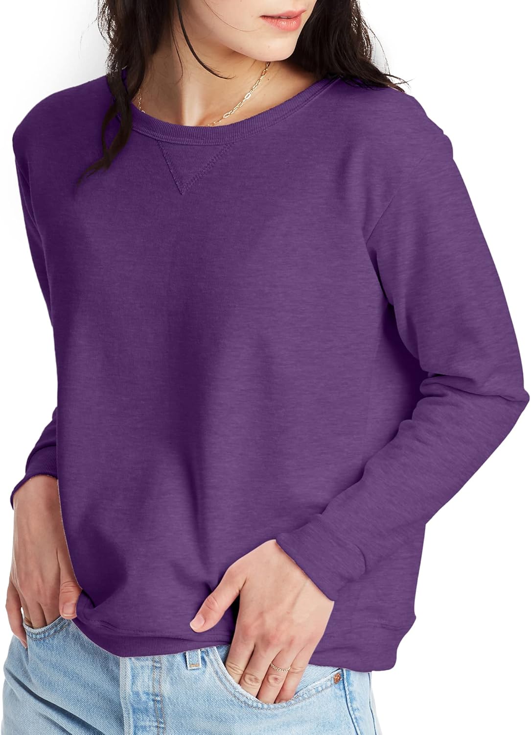 Manufacturer  Hanes womens Crewneck Sweatshirt, Ecosmart Fleece Pullover With V-notch, Sweatshirt for Women   sweaters