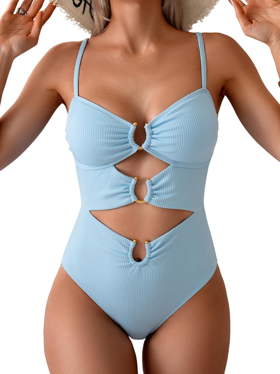 Manufacturer  Eomenie One Piece Swimsuit for Women Ring Linked Monokini Sexy Bathing Suit Cutout Swim Suit  Swimsuit