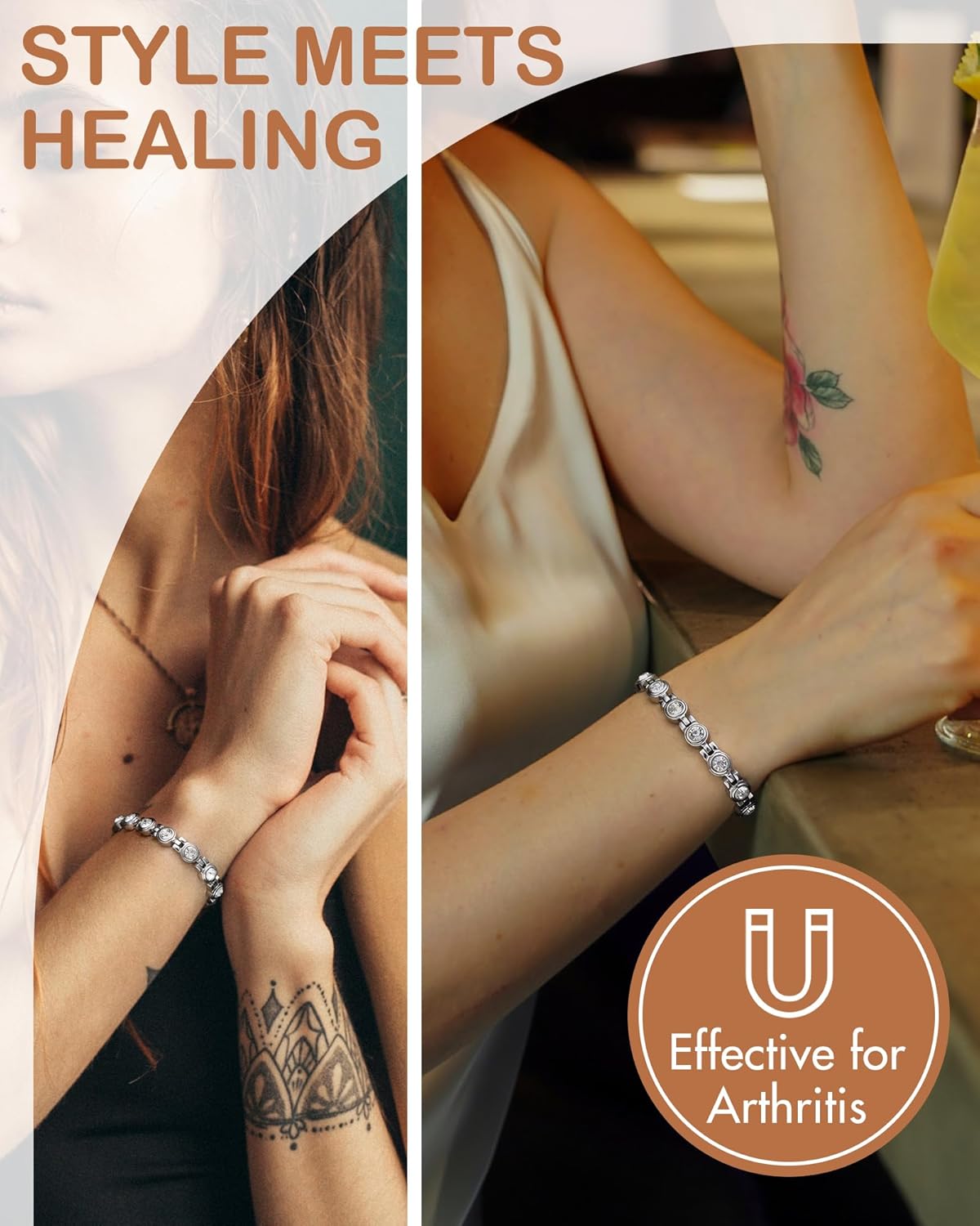 Manufacturer  Feraco Magnetic Bracelets for Women, Titanium Steel Magnetic Bracelet with Neodymium Magnets & Sparkling Crystals, Jewelry Gifts  bracelets
