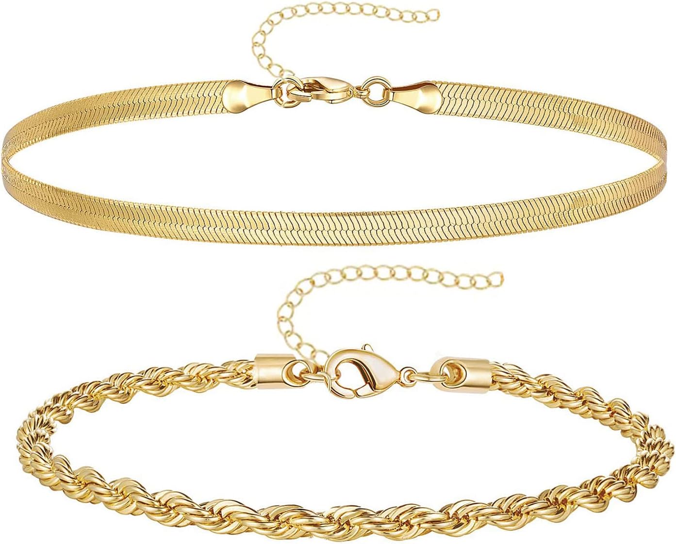 Manufacturer  Gold Bracelets for Women Trendy,14K Real Gold Plated Dainty Stackable Paperclip Cuban Link Chain Bracelets,Cuff Bracelets Jewelry Set Adjustable 7"+2"  bracelets