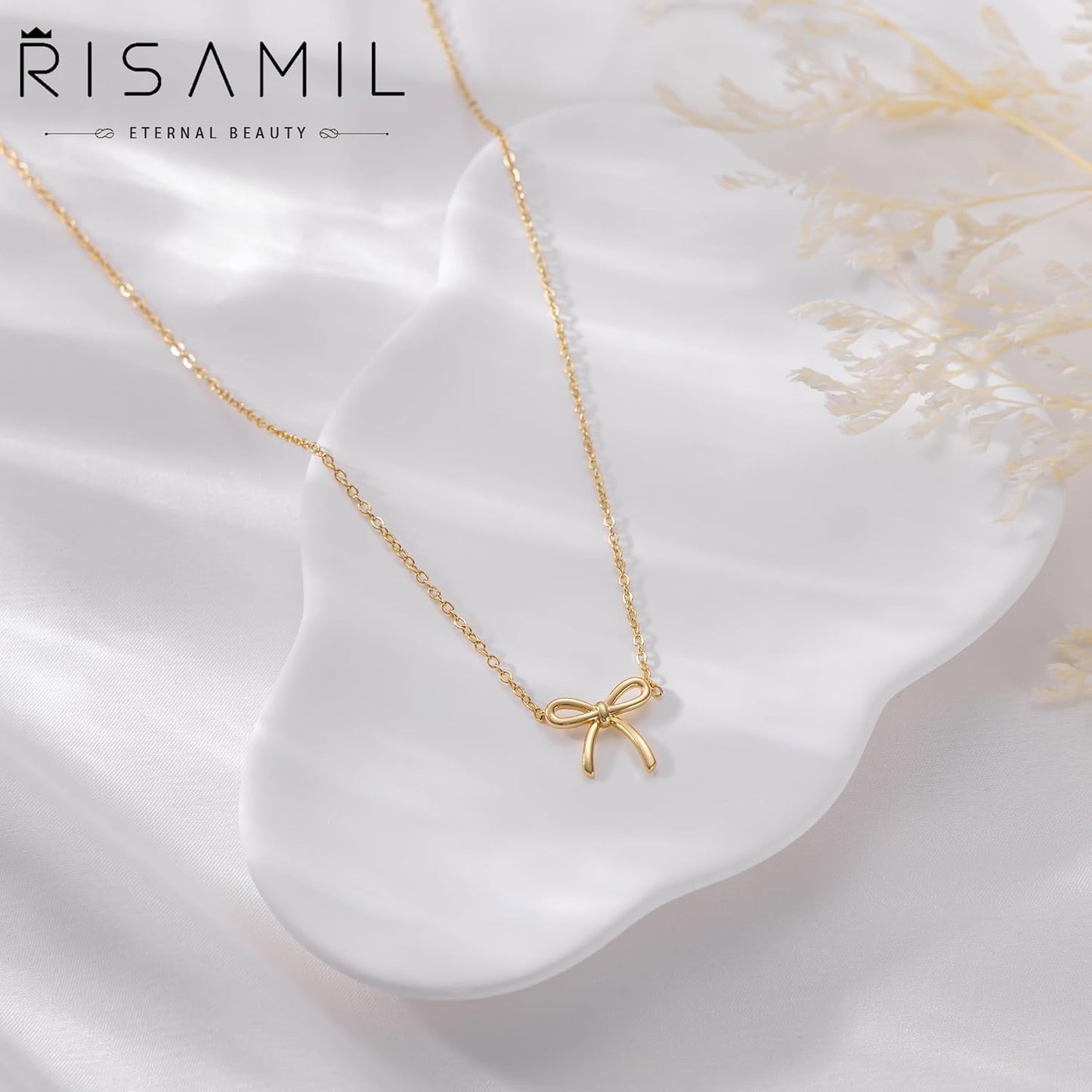 Manufacturer  Gold Necklace for Women - Bow Necklace 14K Dainty Gold Necklace Cute Small Tiny Bow Pendant Choker Chain Necklace Trendy Necklaces for Women Gold Jewelry Gift  Necklace