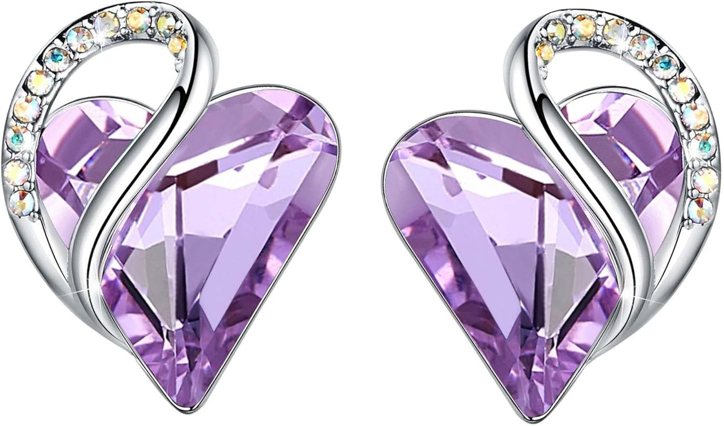 Manufacturer  Earrings for Women, Mothers Day Gift for Mom, Heart Birthstone Crystal Stud Earring, Silver Plated Birthday Jewelry  earring