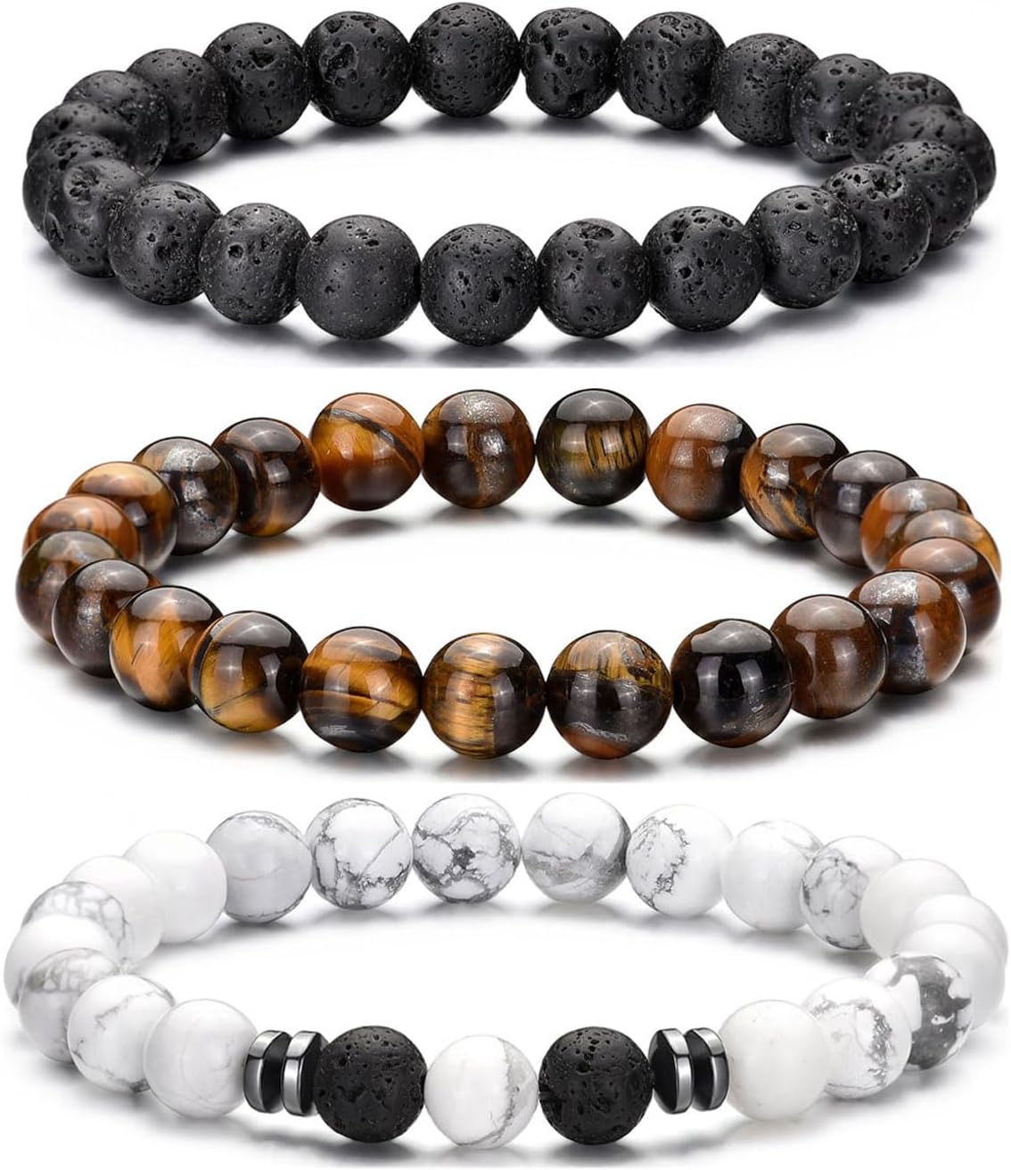 Manufacturer  RANKEEF Tiger Eye Bracelet For Men 8MM Natural Stone Stretch Adjustable Black Crystal Beaded Bracelet for Men Women Gifts  bracelets