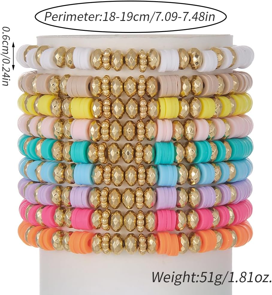 Manufacturer  Friendship Bracelets Boho Stackable Bracelets for Women Surfer Heishi Clay Bead Bracelets Stretch Preppy Bracelets Colorful Boho Bracelets for Women  bracelets