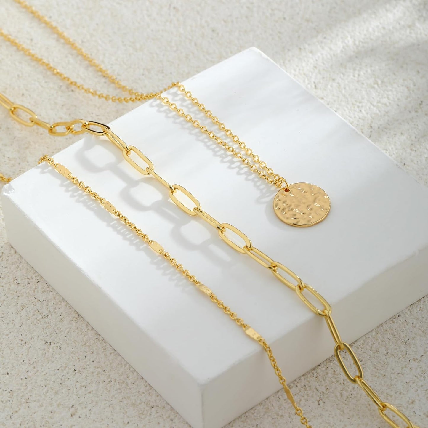 Manufacturer  Layered Gold Necklace for Women, 14K Gold Plated Necklace Stack for Women, Dainty Adjustable Gold Necklace Set  necklace