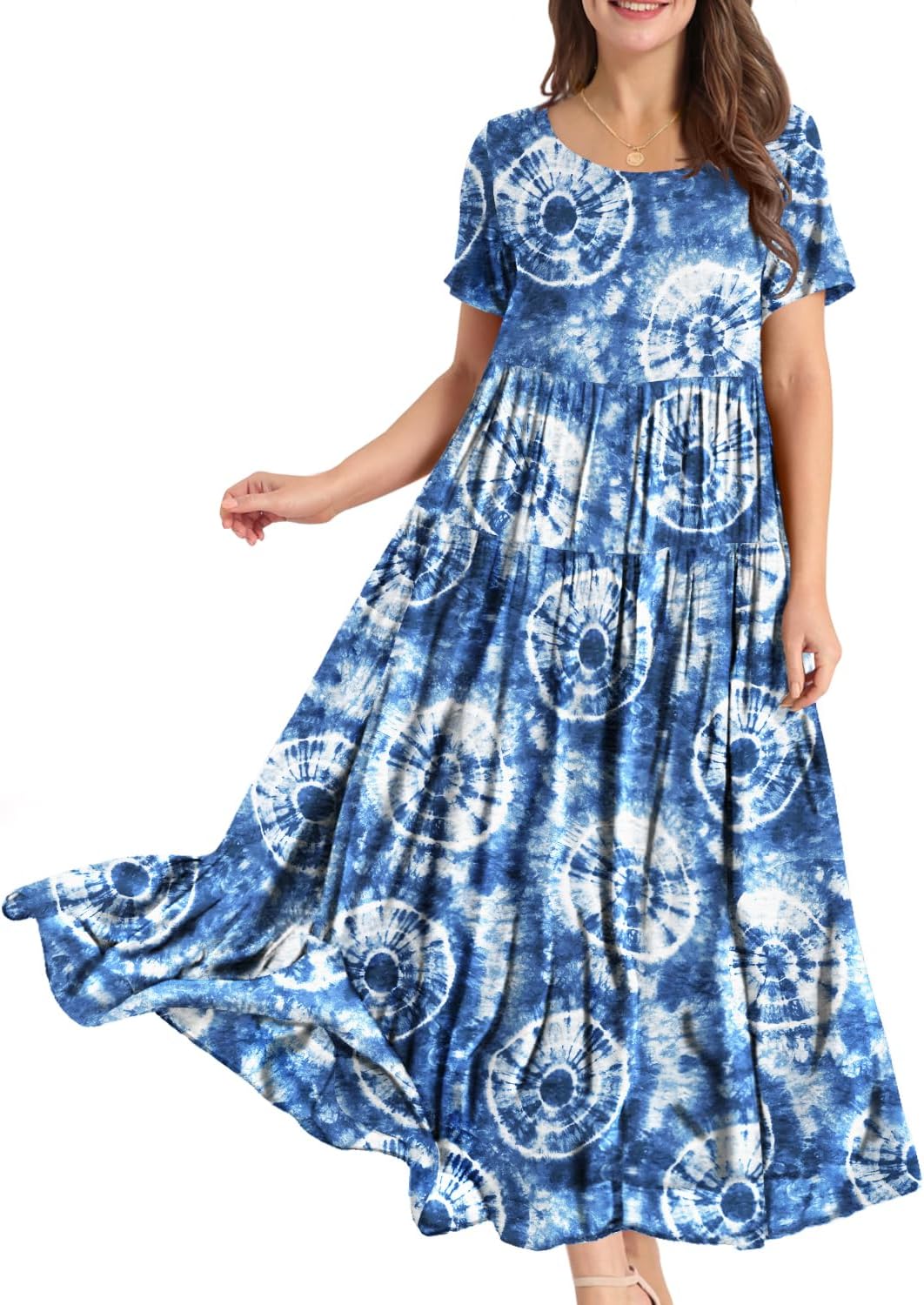 Manufacturer  YESNO Women Casual Loose Bohemian Floral Dress with Pockets Short Sleeve Long Maxi Summer Beach Swing Dress EJF dresses