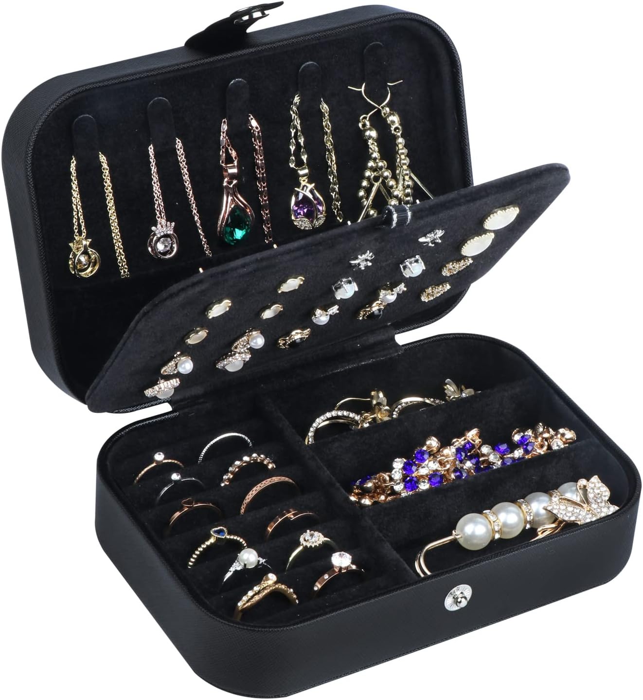 Manufacturer  Travel Jewelry Box, PU Leather Small Jewelry Organizer for Women Girls, Portable Mini Travel Case Display Storage Holder Boxes for Stud Earrings, Rings, Necklaces, Bracelets (Pink)   rings