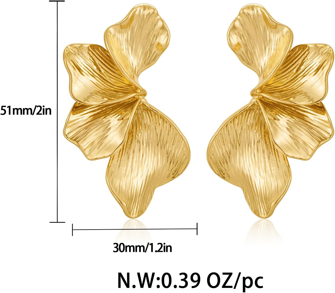 Manufacturer  Chunky Gold Statement Earrings For Women Gold Plated Sectored Flower Leaf Shell Angel Wing Earrings Large Stud Earrings Hypoallergenic Earrings  earring