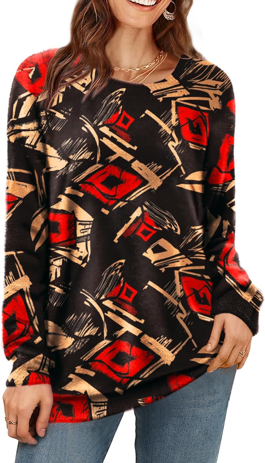 Manufacturer  YESNO Women Christmas Sweater Graphic Printed Oversized Pullover Sweaters Casual Loose Knit Tops S01   sweaters