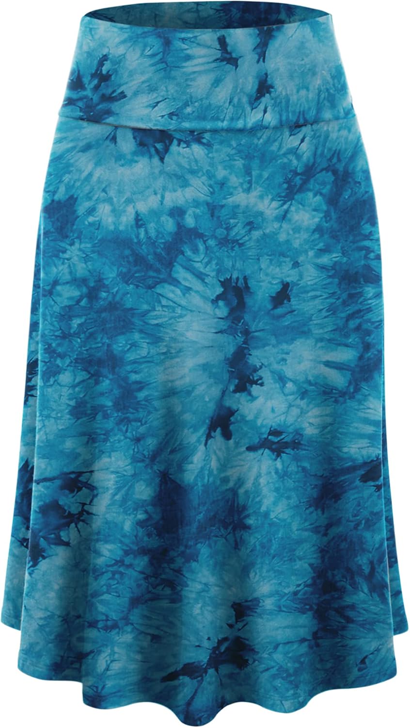 Manufacturer  Lock and Love Women's Solid Ombre Lightweight Flare Midi Pull On Closure Skirts S-XXXL Plus Size