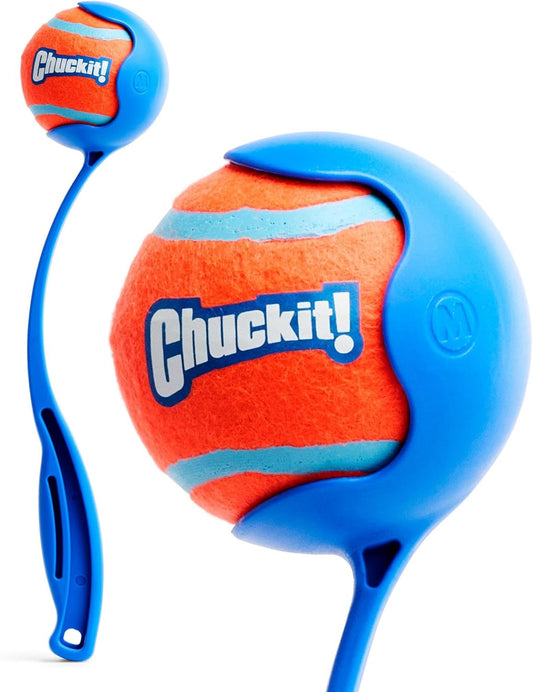 Manufacturer   Chuckit! Dog Ball Launcher - Sport 12" with Medium (2.5"), Dog Fetch Ball Thrower, For Dogs 20-60 Pounds, Made in USA    Dog toy