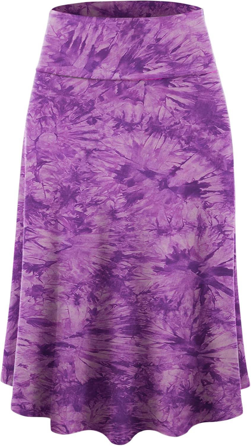 Manufacturer  Lock and Love Women's Solid Ombre Lightweight Flare Midi Pull On Closure Skirts S-XXXL Plus Size