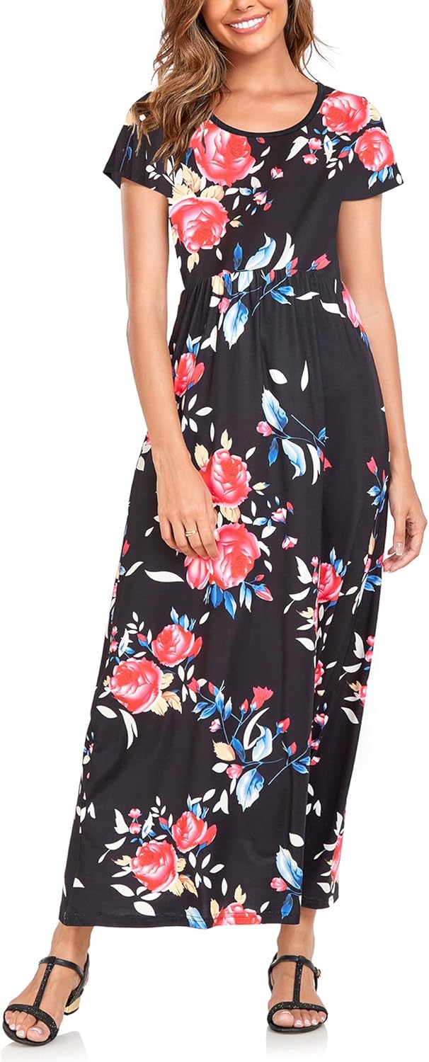 Manufacturer  Lacavocor Womens Short Sleeve Maxi Dresses Empire Waist Long Dress dresses