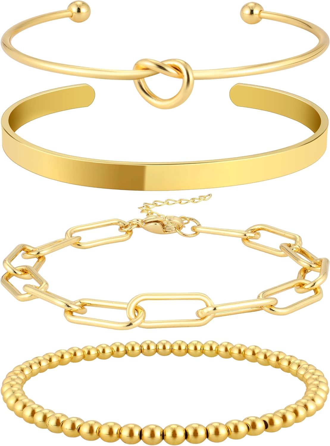 Manufacturer  Reoxvo 14K Gold Plated Bangle Cuff Bracelets for Women Non Tarnish Gold Bracelet Stack Jewelry Set for Women Trendy  bracelets