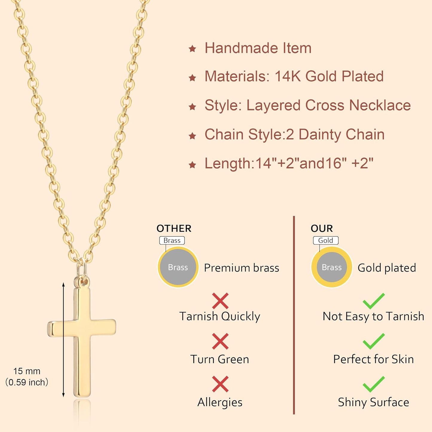 Manufacturer  Layered Cross Necklace for Women,14K Gold Plated/Sterling Silver Plated Choker Necklaces for Women Stack Simple Cross Pendant Necklaces Jewelry for Women Trendy  necklace