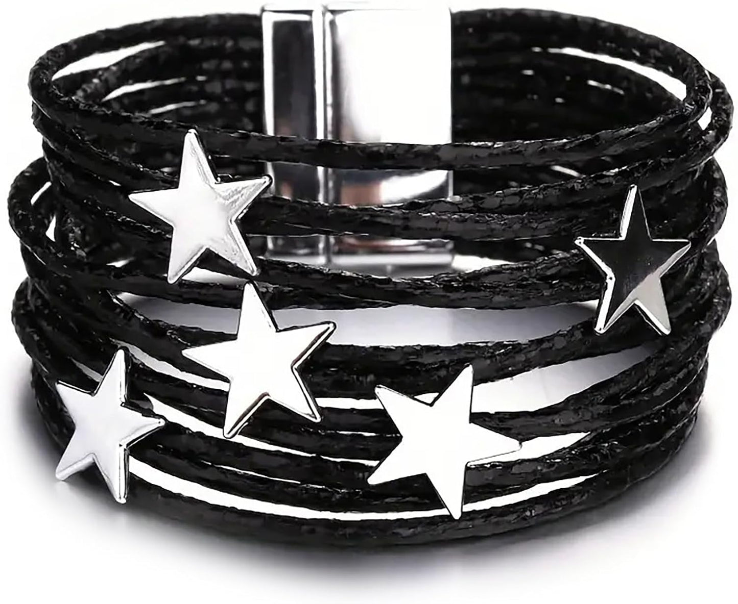 Manufacturer  Fesciory Leather Wrap Bracelets for Women, Boho Leopard Multi-Layer Crystal Beads Cuff Bracelet Jewelry  bracelets