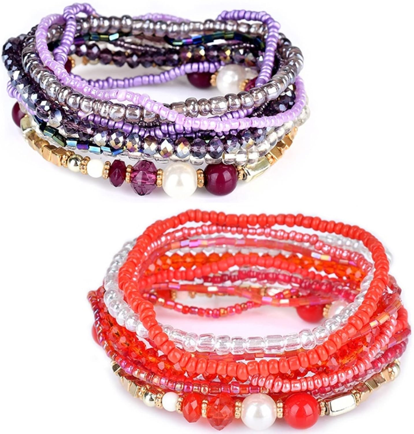 Manufacturer  Fuqimanman2020 Bohemian Crystal Beaded Stackable Bracelets Handmade Colorful Crystal Pearl Seed Beads Bracelets for Women Jewelry  bracelets