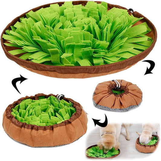 Manufacturer   AWOOF Pet Snuffle Mat for Dogs, Interactive Feed Game for Boredom, Encourages Natural Foraging Skills for Cats Dogs Bowl Travel Use, Dog Treat Dispenser Indoor Outdoor Stress Relief    Dog toy
